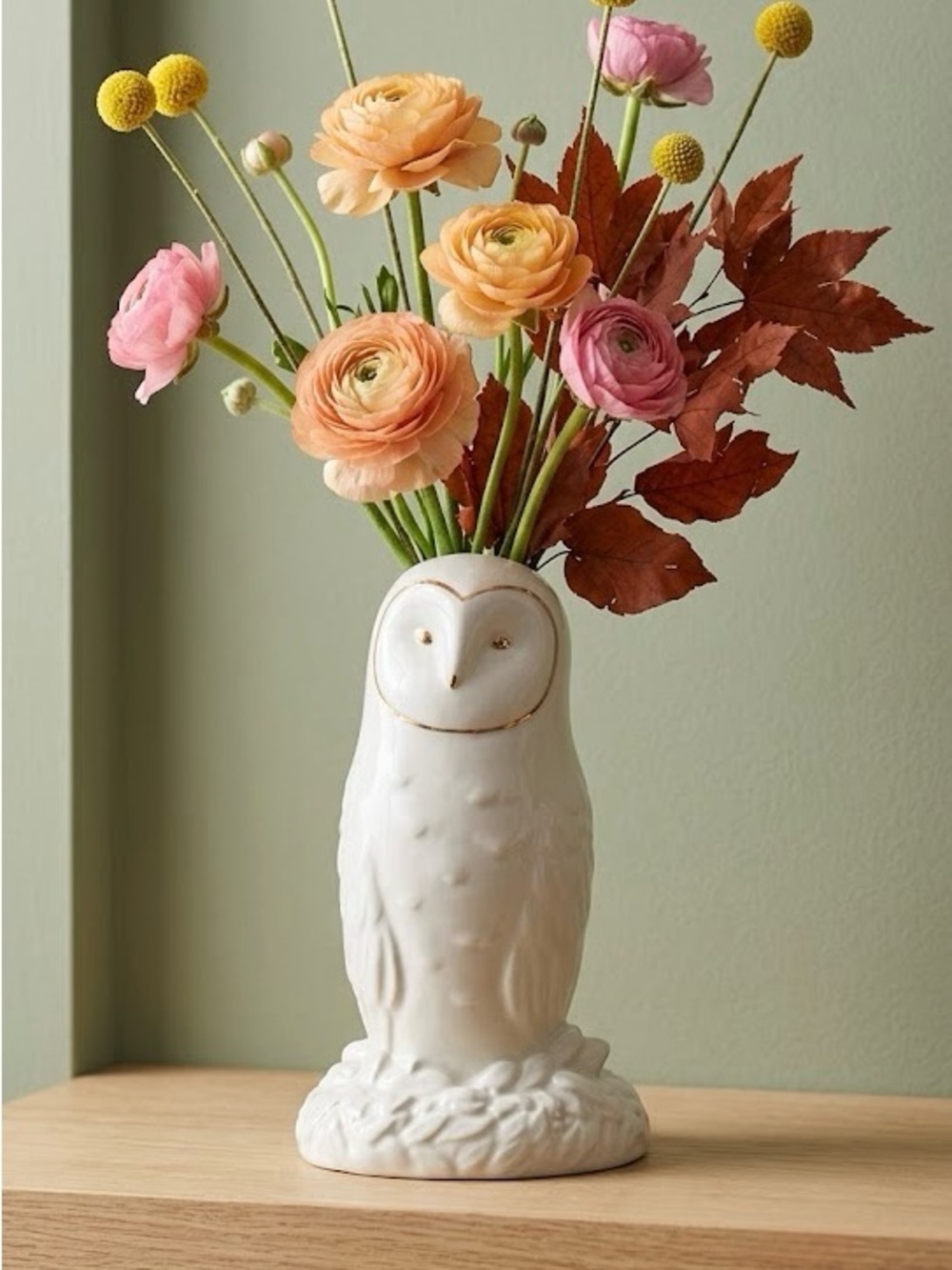 🆕 Anthro Anthropologie Winter White Creature Barn Owl Bud Vase